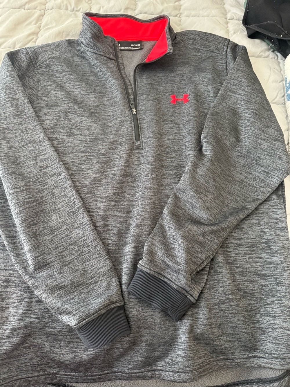 Under Armour Dark Gray Heather Quarter-Zip Jacket with Neon Accent
